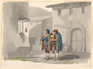 「ピッフェラリ」ローマのアブルッツィから来た二人の笛吹き 作： Bartolomeo Pinelli