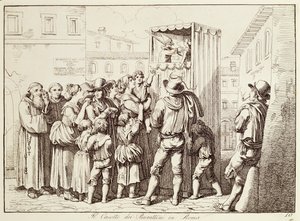 ローマの人形劇ブース 作： Bartolomeo Pinelli