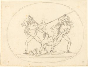 死んだ仲間をめぐって戦う 2 人の古代の戦士 作： Bartolomeo Pinelli