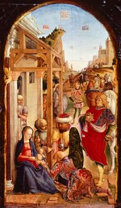 バルトロメオ・ヴィヴァリーニ (1440 年から活動 - 1500 年以降に死亡) によるマギの崇拝 作： Bartolomeo Vivarini