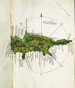 キプロスの地図、1485年頃（ベラム） 作： Bartolomeo da li Sonetti