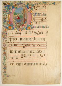 イニシャル D で棕櫚の主日にエルサレムに入る写本の葉、15 ～ 16 世紀。 作： Bartolomeo di Domenico di Guido