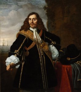 キャプテン ギデオン デ ヴィルト (1624-1665) の肖像 - バルトロメウス ファン デル ヘルスト (1613-1670) 作、キャンバスに油彩 (135.8x119 cm)