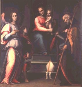 聖母子と聖アウグスティヌス、トビアス、大天使ラファエル 作： Bartolommeo Sogliani