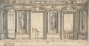 1683年、ローマのマッシモ・アラコエリ宮殿の塗装壁装飾のデザイン。