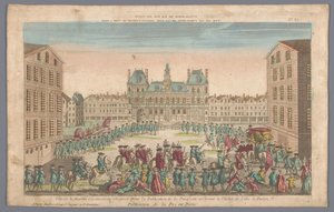 平和を宣言する行進のあるパリの市庁舎の眺め Publicacion de la paz en Paris (オブジェクトのタイトル) 作： Basset