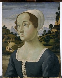 20代半ばの女性の肖像（ポプラの木のテンペラ）