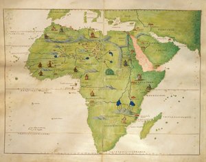 アフリカ、Battista Agneseによる航海図のアトラスより、1554年10月30日 作： Battista Agnese