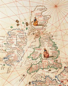 ヨーロッパ。グレートブリテンとアイルランド（Battista Agnese著「33枚の地図で見る世界の地図」より 作： Battista Agnese