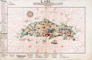 クレタの地図 1554 作： Battista Agnese