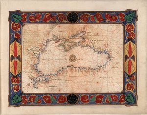 現在のルーマニア、ブルガリア、トルコ、ウクライナ、ロシアの一部を含む黒海の地図、c 作： Battista Agnese