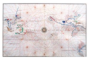 中国、セイロン、フィリピン、熱帯地方の癌と山羊座、1540年頃を示す航海図