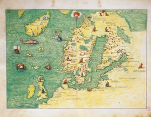 北欧、Battista Agnese著「33枚の地図で見る世界の地図」より 作： Battista Agnese