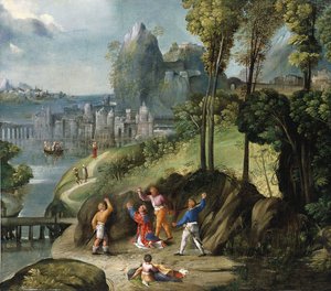 セントスティーブンのストーニング 作： Battista Dossi