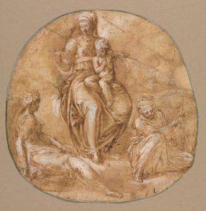 アレクサンドリアの聖カタリナと老女聖者の聖母子c。 1545年。 作： Battista Franco