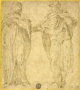 ドレープをまとった2人の立像（聖ヨハネとマグダラの女？） 作： Battista Franco