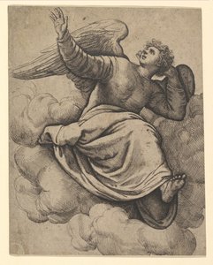 雲の上に座る天使、カリフォルニア州。 1560年。 作： Battista Franco Veneziano