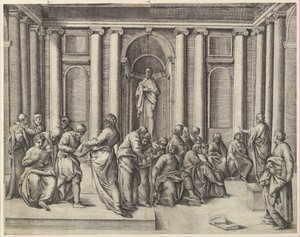 医者の中のキリスト、約。 1540-45。 作： Battista Franco Veneziano
