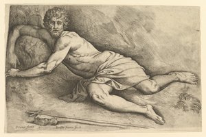 荒野のバプテスマの聖ヨハネ、カリフォルニア州。 1552-54。 作： Battista Franco Veneziano