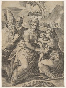 パルミジャニーノの後の聖人とマドンナと子供. 作： Battista del Moro