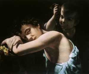 ブドウを持つ2人の若者 作： バッティステッロ・カラッチオロ
