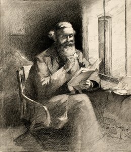 グッドストーリー、1889年（クリーム色の紙の上に木炭） 作： Bayard Henry Tyler
