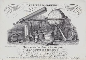 ジャック・バーボニ社の光学機器の広告（リトグラフ 作： Belgian School