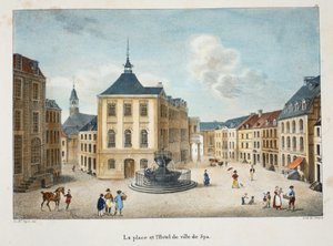 The Place and the City Hall of Spa、c.1895（photochrom） 作： Belgian School