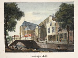 デルフトの古い教会、1895年頃（フォトクロム） 作： Belgian School