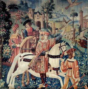 16世紀初頭の絹とウールのタペストリー。エノー州産。パリ、国立中世博物館、テルム＝ド＝クリュニー 作： Belgian School