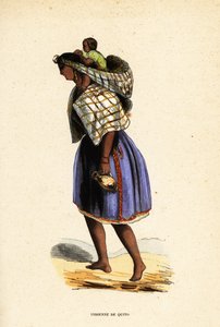 エクアドル、キトのネイティブアメリカンの女性 作： Belgian School