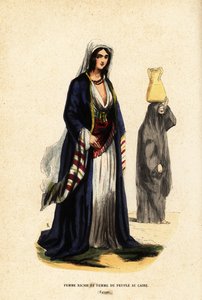 お金持ちの女性と民衆の女性、カイロ、エジプト 作： Belgian School