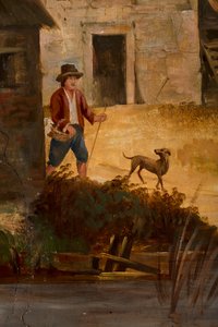 奥にある第 2 の奥の部屋、会議室、1810 年頃と思われる古典様式の田園風景を描いた壁画、シーン 3 作： Belgian School