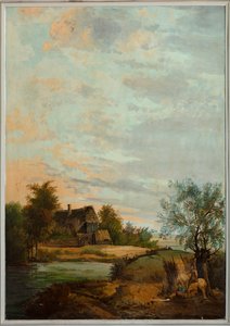 奥の 2 番目の奥の部屋、会議室、1810 年頃と思われる古典様式の田園風景の壁画、シーン 7