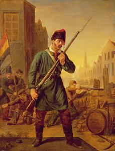 1830年のベルギー革命の兵士 作： Belgian School