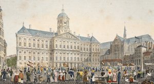 ストリートシーン、1895年頃（フォトクロム） 作： Belgian School