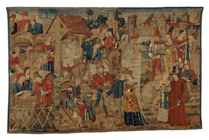 ヴィンタジェを描いたタペストリー、トゥルネー製、1460-70年頃（羊毛）