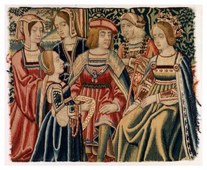 ルイ12世とアンヌ・ド・ブルターニュの結婚を描いたタペストリーの断片（ブリュッセル所蔵 作： Belgian School