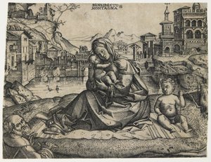 風景の中の幼児セントジョンとの聖家族c。 1506-1512