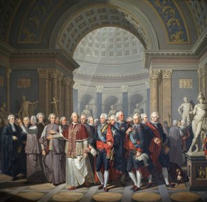 スウェーデンのギュスターヴ 3 世 (1746-1792) と教皇ピウス 6 世 (ジャンエンジェル、ブラスキ伯爵) 作： Benigne Gagneraux