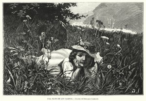 畑の花」（リトグラフ 作： Benjamin  Constant