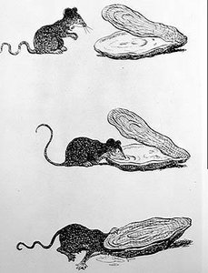 鼠と牡蠣」（彫刻、20世紀 作： Benjamin (after) Rabier