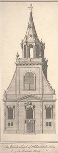 ロンバードストリートのセントエドマンドザキングの教区教会、1750年頃（彫刻）