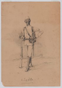 第10スーダン大隊の兵士、1889年頃（水彩）