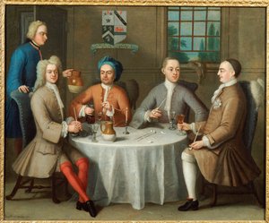 トーマスセブライト卿、ジョンブランド卿と2人の友人のグループポートレート、1723年 作： Benjamin Ferrers