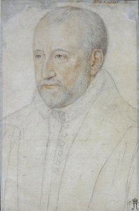 ピエール・ド・ロンサール (1524-1585) パー・フーロン、ベンジャミン (ca 1550-ca 1612) の肖像。 紙に黒チョークと血色、サイズ : 33x23、16 世紀後半、エルミタージュ美術館、サンクトペテルブルク