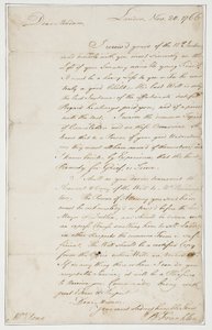 1766年11月20日、ロンドンのアンペン夫人への直筆の手紙（紙にペンとインク）
