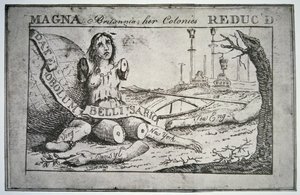 マグナ・ブリタニア：その植民地を縮小する（リトグラフ 作： Benjamin Franklin