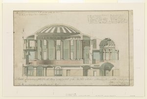 米国議会議事堂南ウィングの区画、1803（ペンとインク、紙の上で洗浄） 作： Benjamin Henry Latrobe