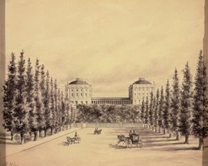1814年頃、ペンシルベニアアベニューからアメリカ合衆国議会議事堂 作： Benjamin Henry Latrobe